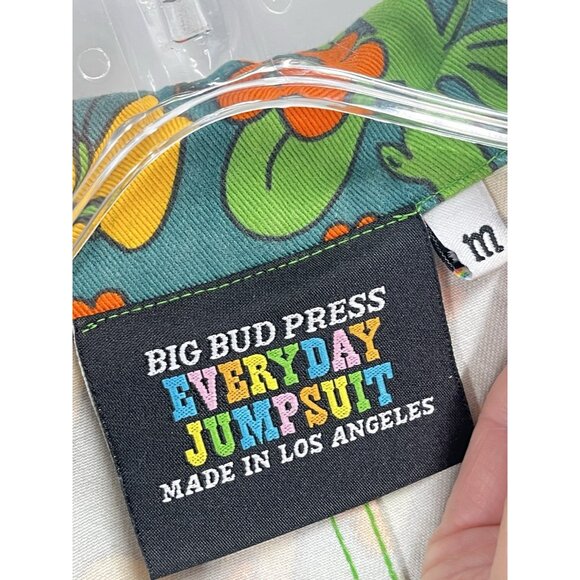 Big Bud Press Green Floral Butterfly Long Sleeve Jumpsuit Boilersuit Sz M - Picture 4 of 6